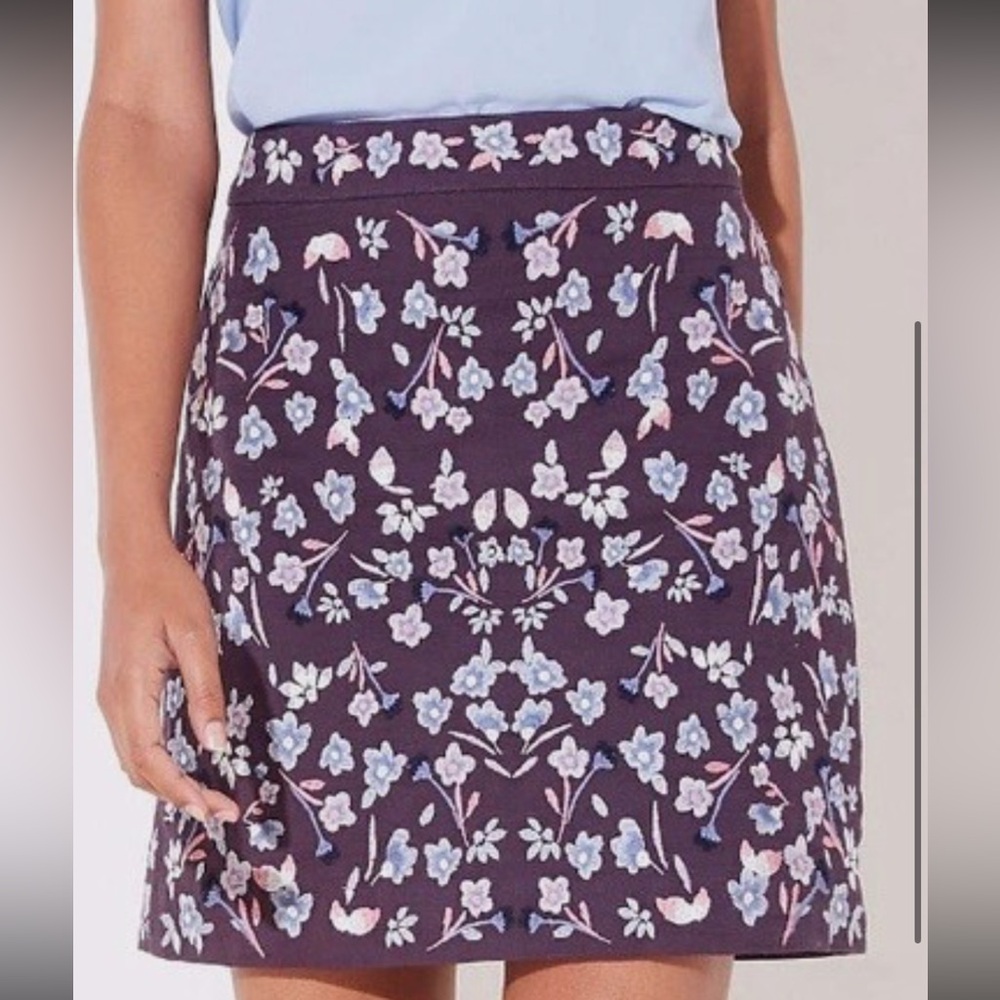 NWT LOFT Floral Embroidered Mini Skirt